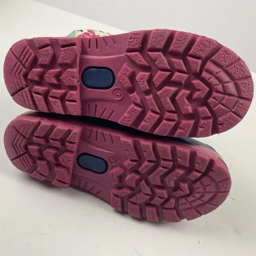Hatley Snow Boots Youth Big Girl 3 Winter Waterproof Multicolor Rabbit Print